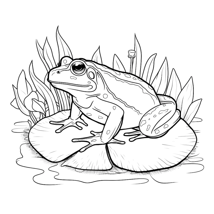 Dibujo para colorear rana en vaina