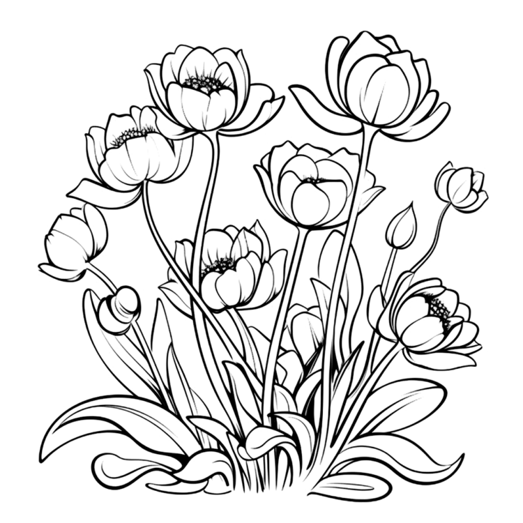 Dibujo para colorear flores de primavera