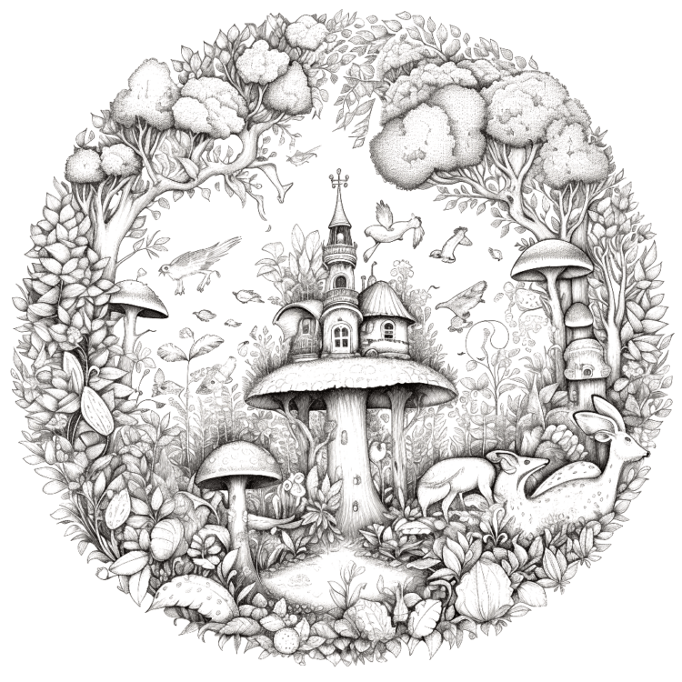 Dibujo para colorear bosque tenebroso