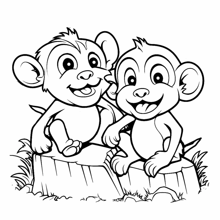 Coloring picture happy monkey