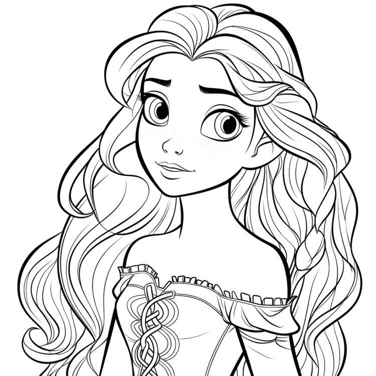 Coloring picture big-eyed Rapunzel