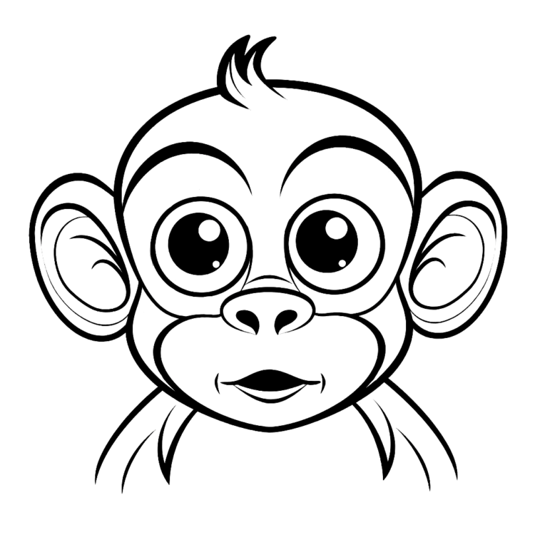 Dibujo para colorear mono de ojos grandes