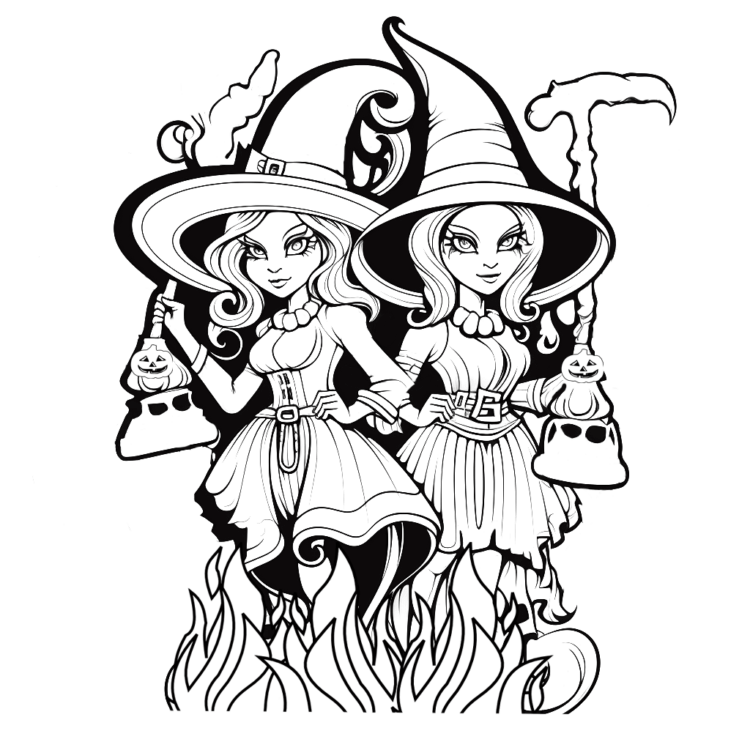 Dibujo para colorear Brujas de Halloween