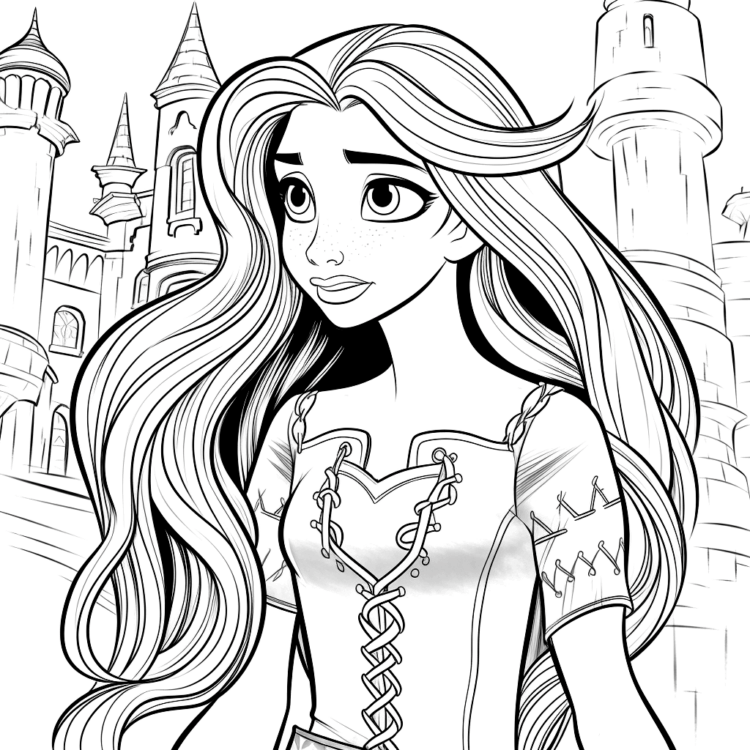Dibujo para colorear Rapunzel bonita