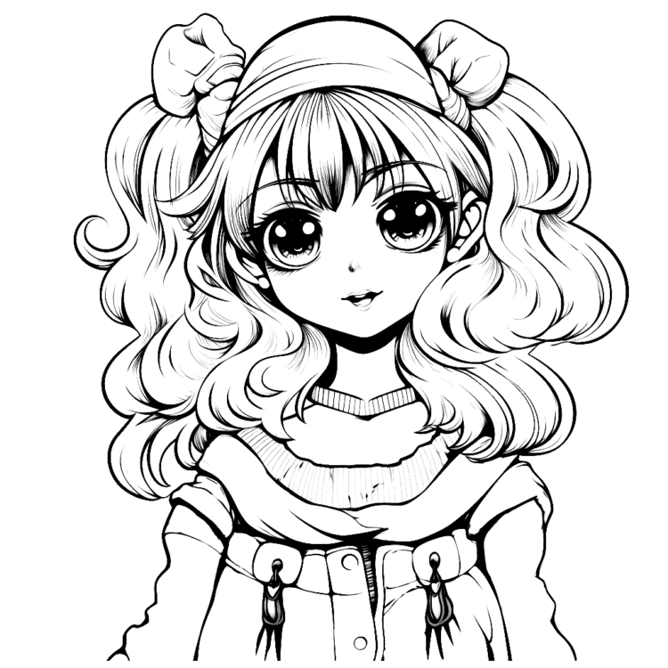 Dibujo para colorear niña bonita