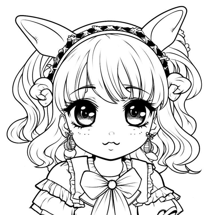 Dibujo para colorear chica guapa anime