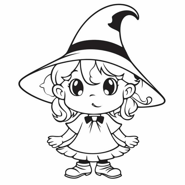 Coloring picture boy witch
