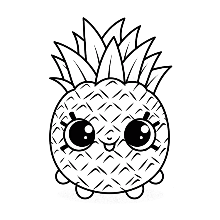 Ausmalbild Kawaii Ananas