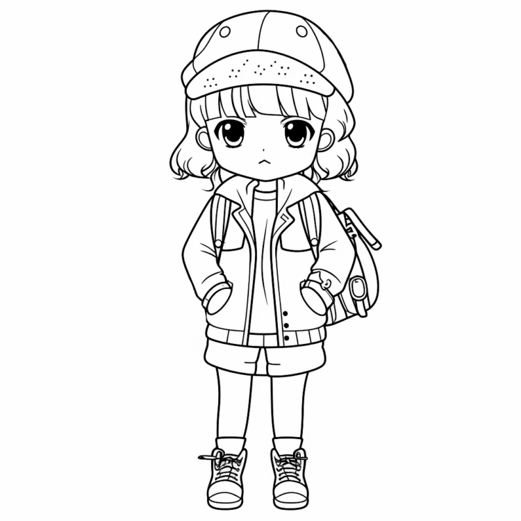 Dibujo para colorear Kawaii Anime