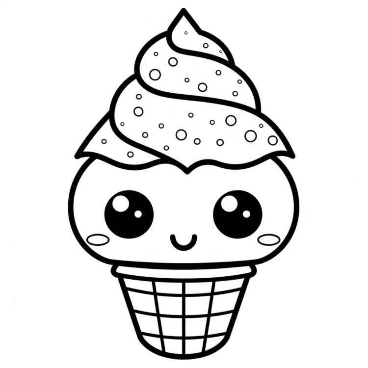 Coloring picture Kawaii ice cream