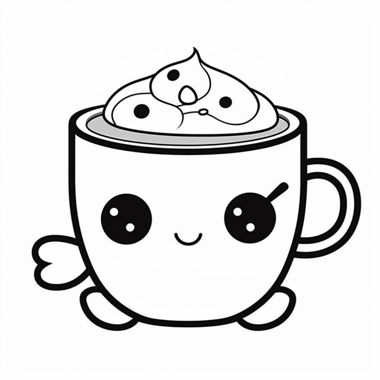 Coloring picture Kawaii coffee