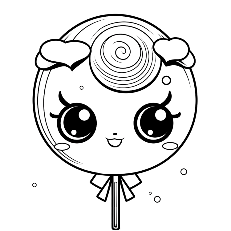 Dibujo para colorear Piruleta Kawaii