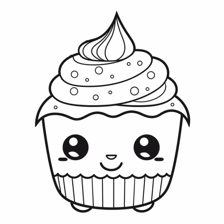 Dibujo para colorear Kawaii Muffin