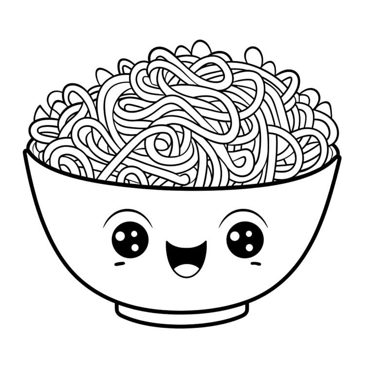 Coloring picture Kawaii noodles