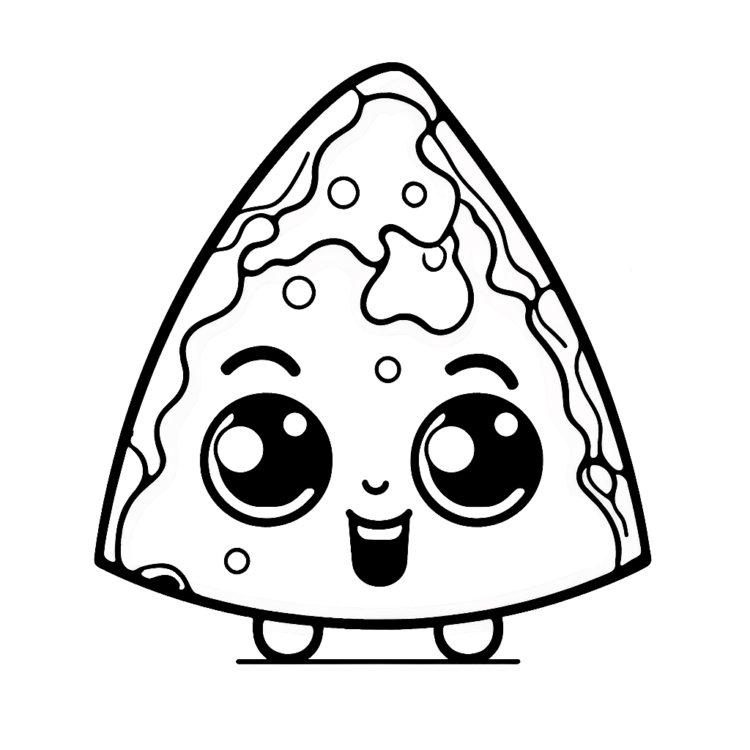 Ausmalbild Kawaii-Pizza