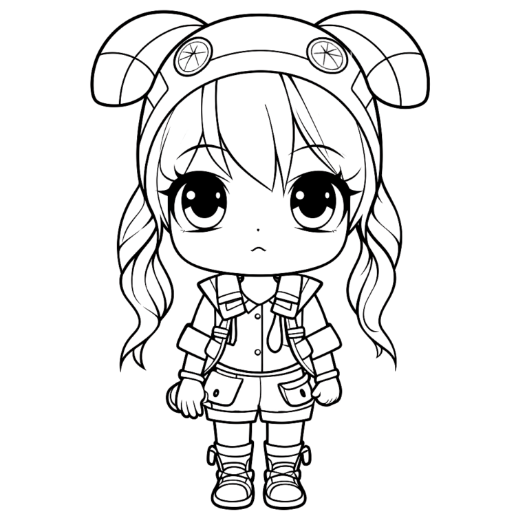 Ausmalbild Kleines Mädchen Anime