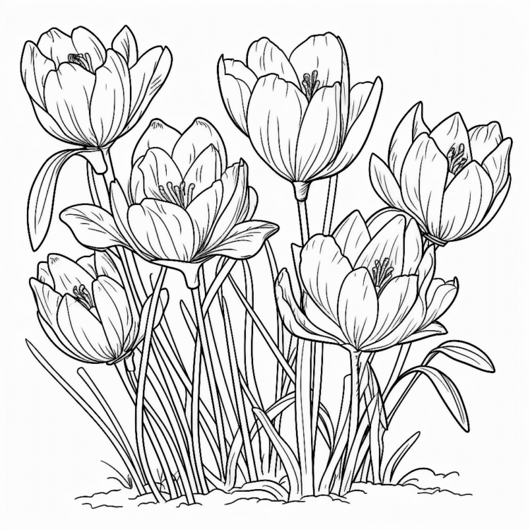 Ausmalbild Krokus Blumen