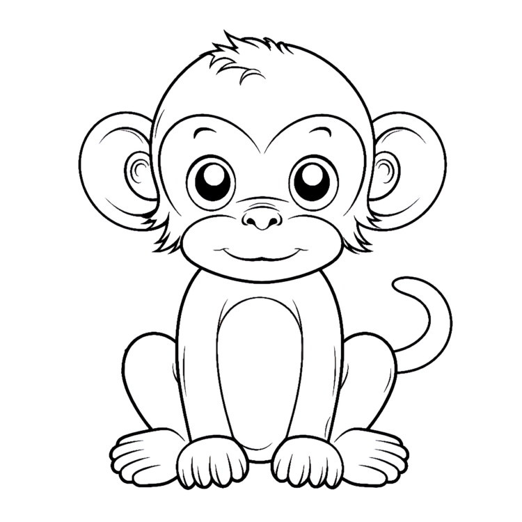 Dibujo para colorear mono sonriente