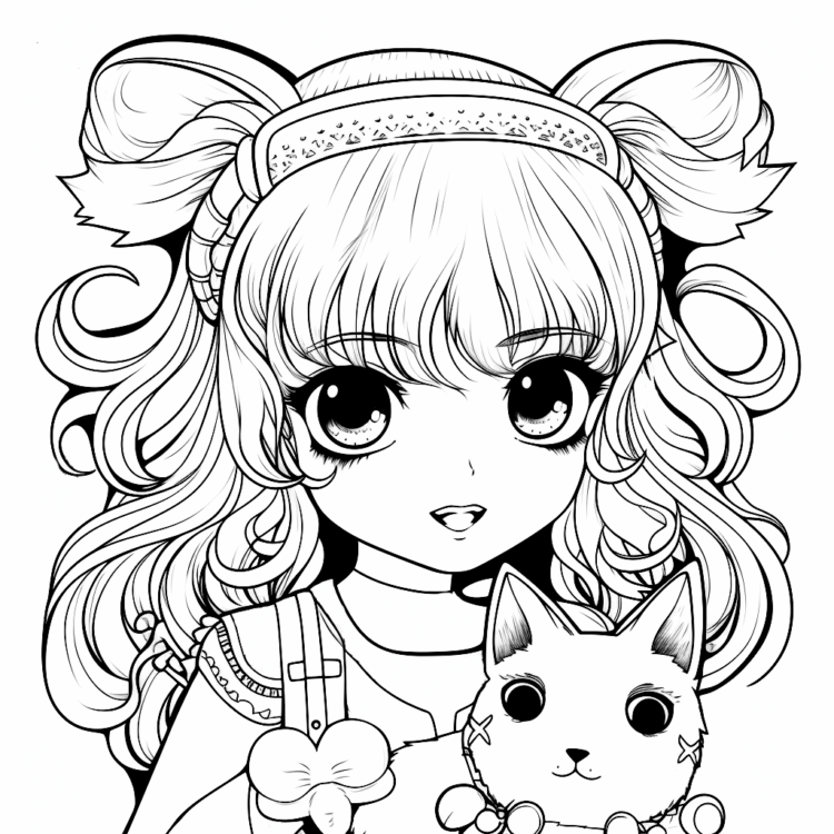 Coloring page Lovely Anime