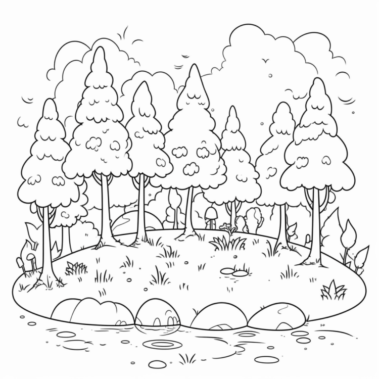 Mini forest coloring page