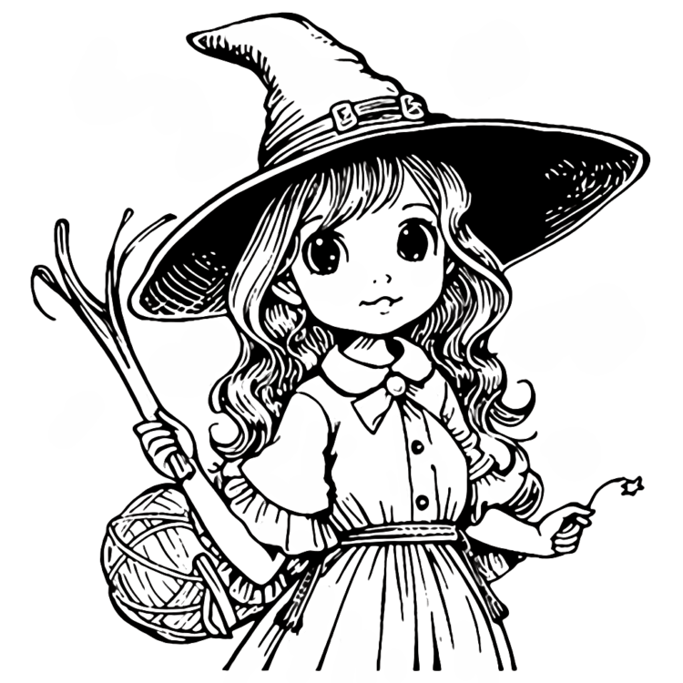 Dibujo para colorear Brujita linda