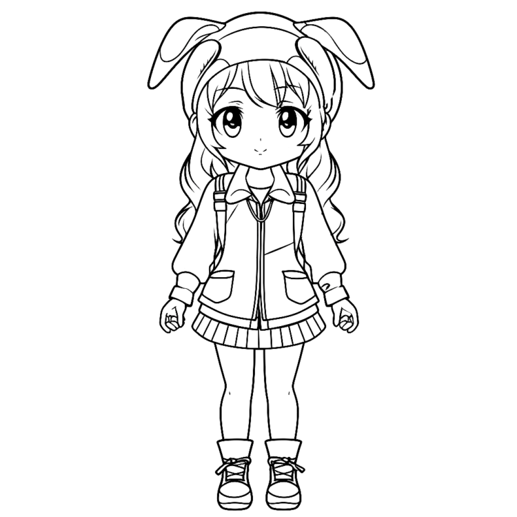 Dibujo para colorear chica linda anime