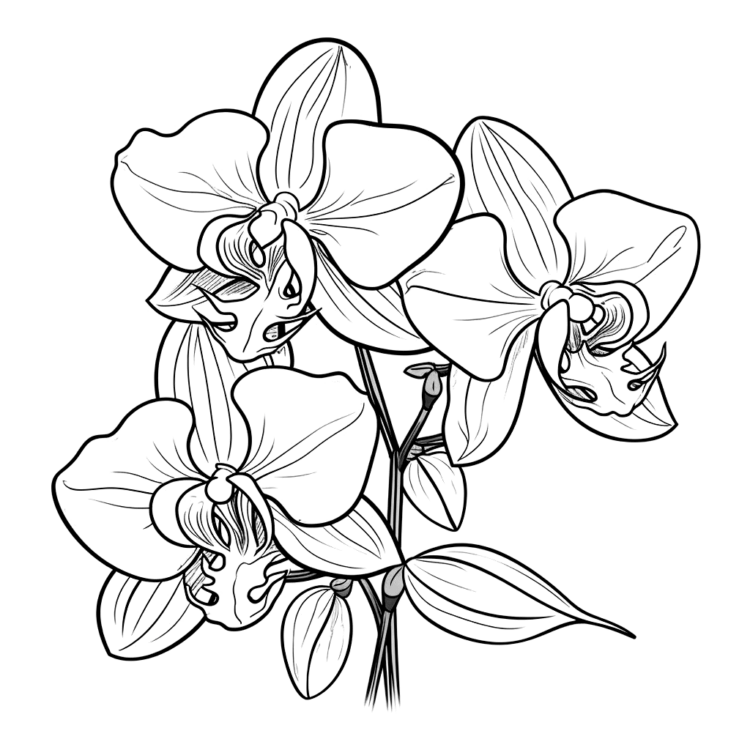 Coloring picture orchids