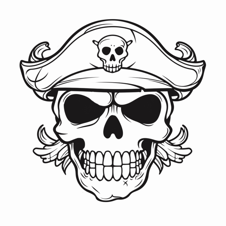 Ausmalbild Piraten-Totenkopf