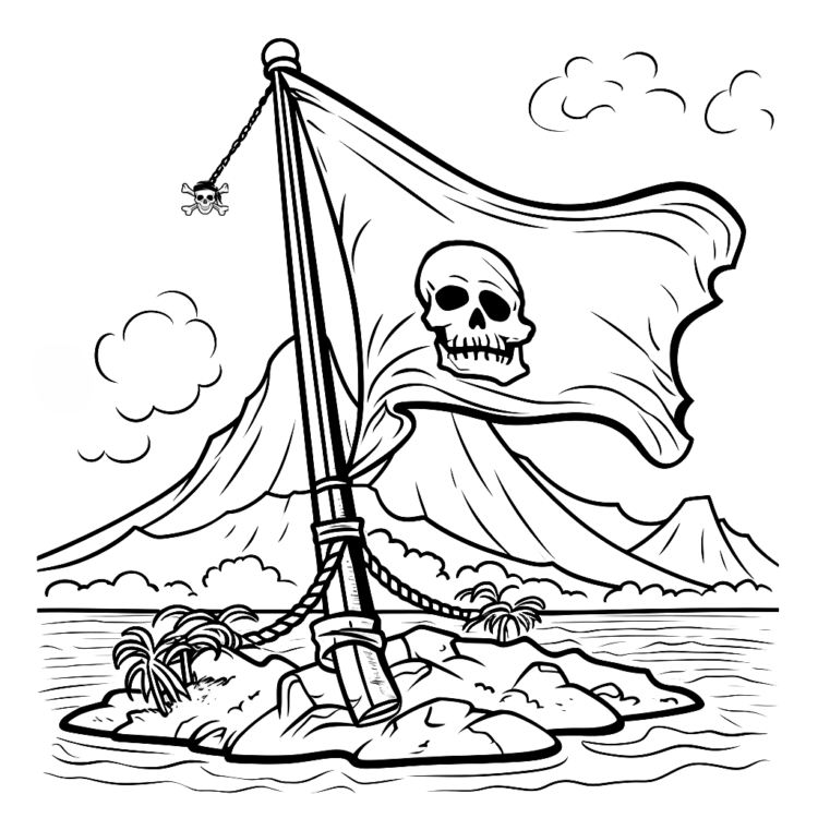 Dibujo para colorear bandera pirata