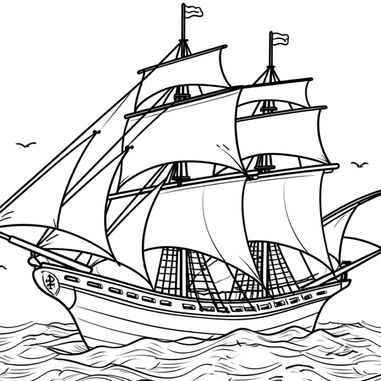 Dibujo para colorear barco pirata