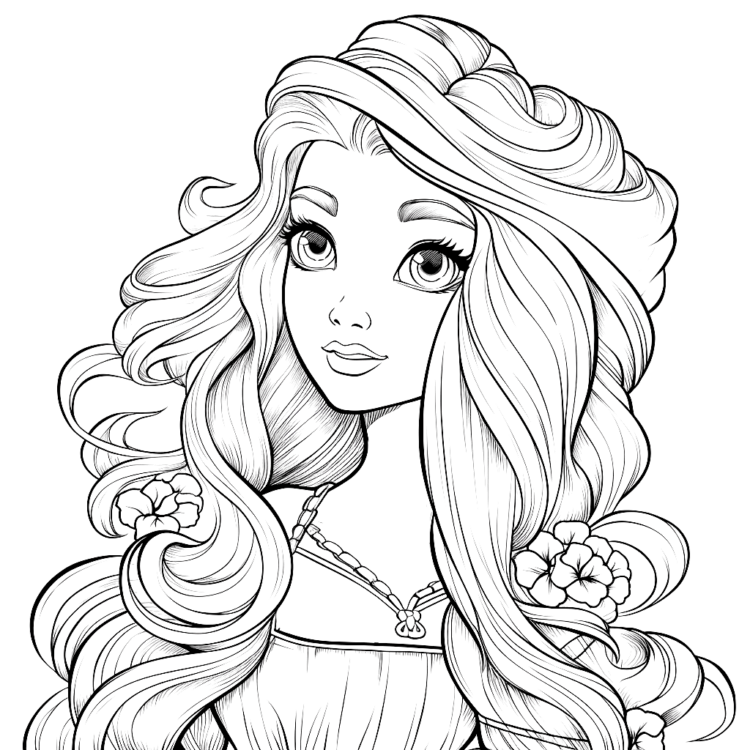 Dibujo para colorear Flor del pelo de Rapunzel
