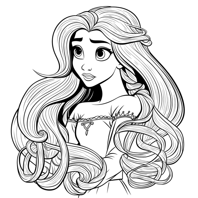 Ausmalbild Rapunzel schönes Haar