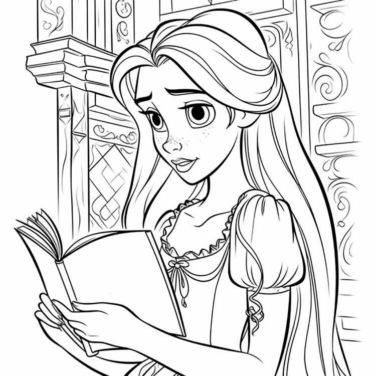Página para colorear del libro de Rapunzel