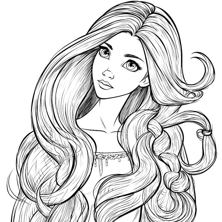 Ausmalbild verworrenes Haar