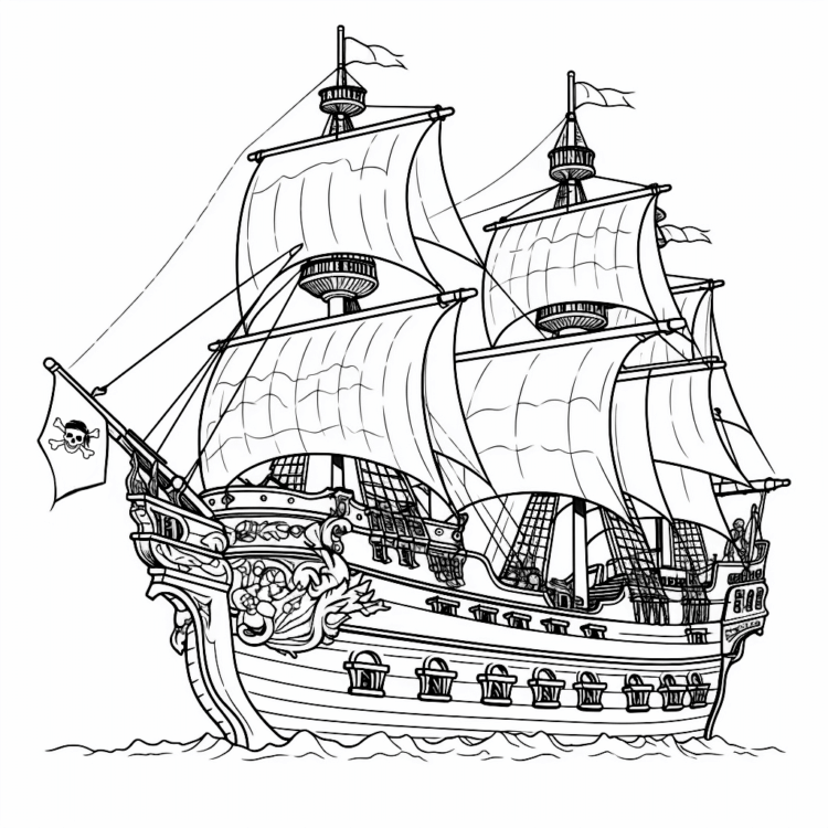 Ausmalbild Schiff