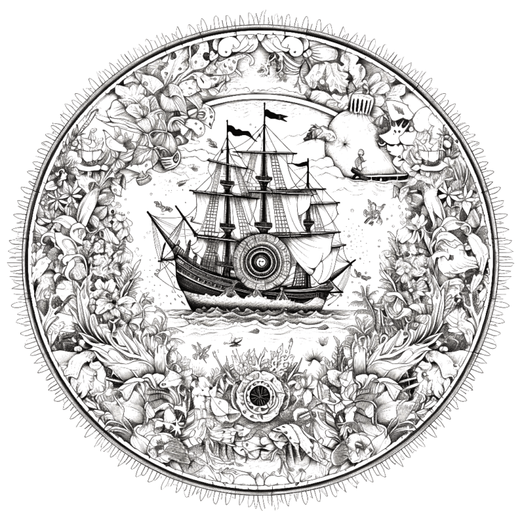 Ausmalbild Schiff Mandala