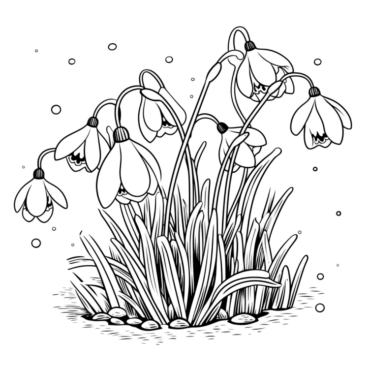Dibujo para colorear campanillas de invierno