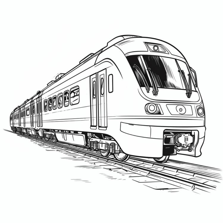Ausmalbild Schnellbahn Zug