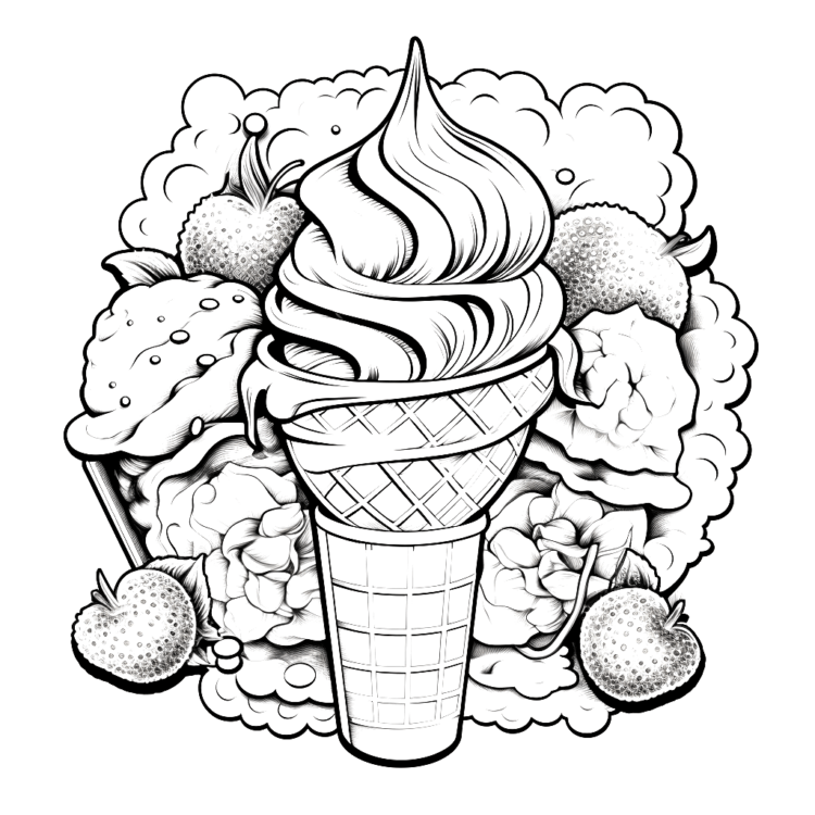 Dibujo para colorear helado de verano