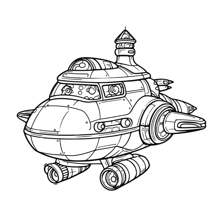 Dibujo para colorear nave espacial de juguete