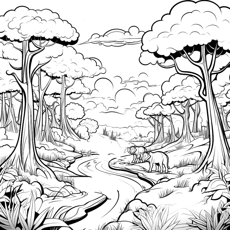 Colorear animales en el bosque