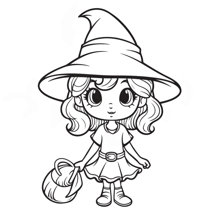 Ausmalbild kleine Hexe