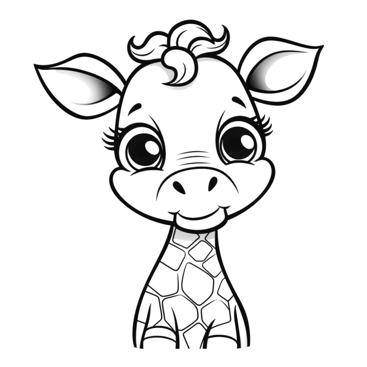 Dibujo para colorear bebé jirafa