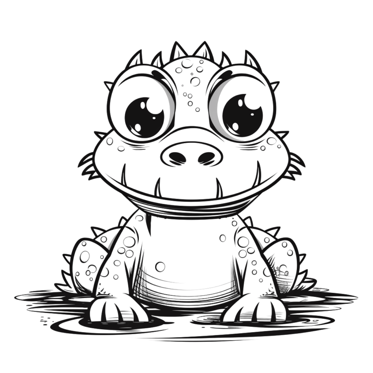 Ausmalbild Baby-Krokodil