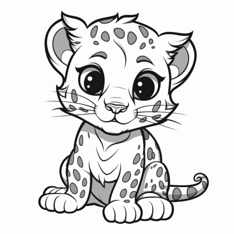 Dibujo para colorear leopardo bebé