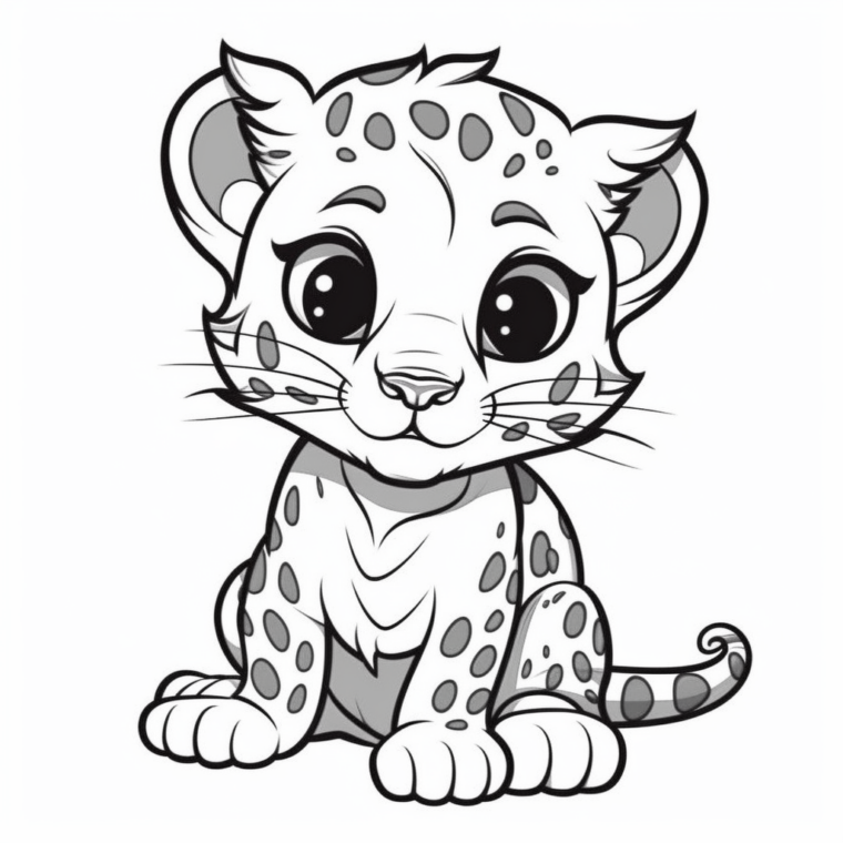 "Baby-Leopard" Ausmalbild - kostenlos herunterladen