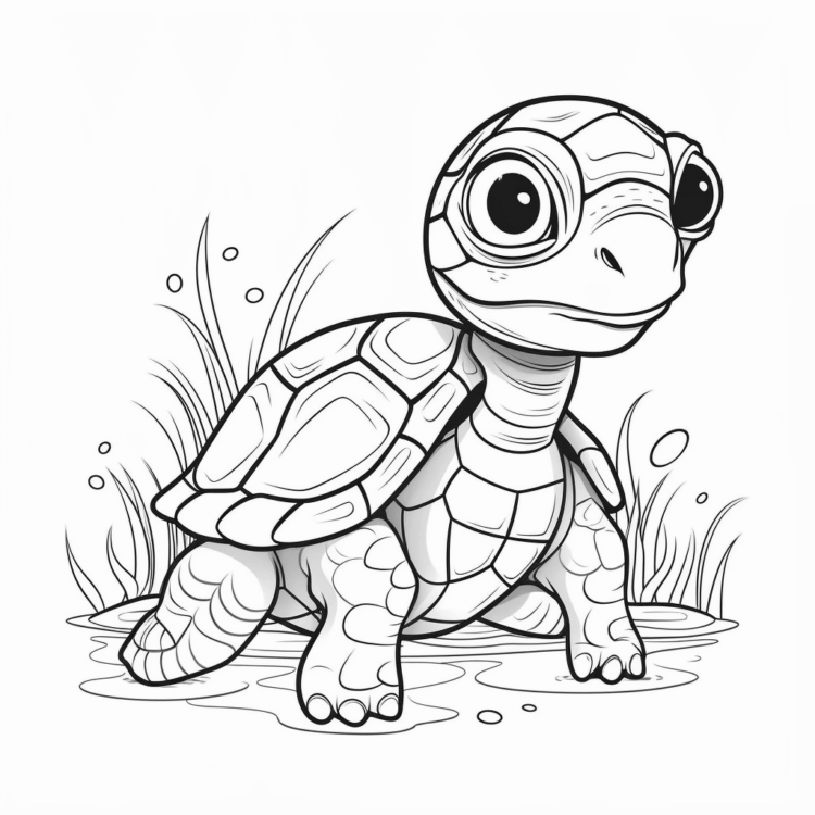 Coloring picture baby turtle