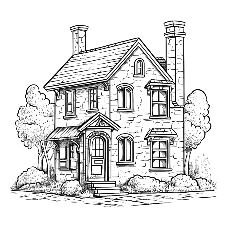 Dibujo para colorear casa de ladrillo