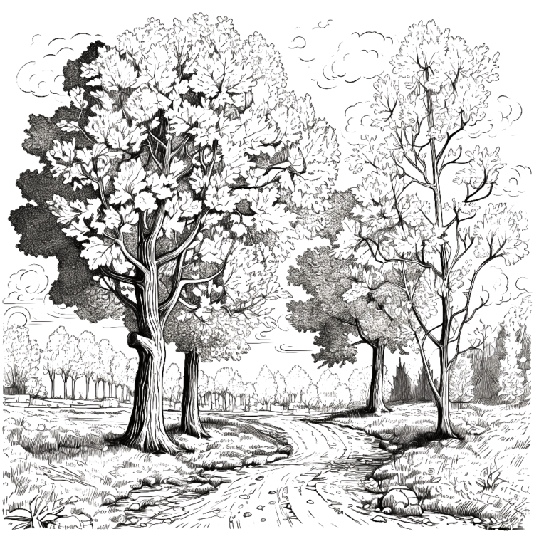Dibujos para colorear Árboles en otoño