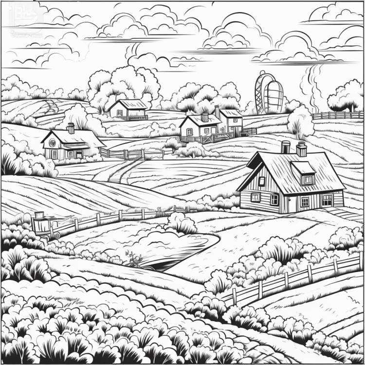 Coloring picture farms